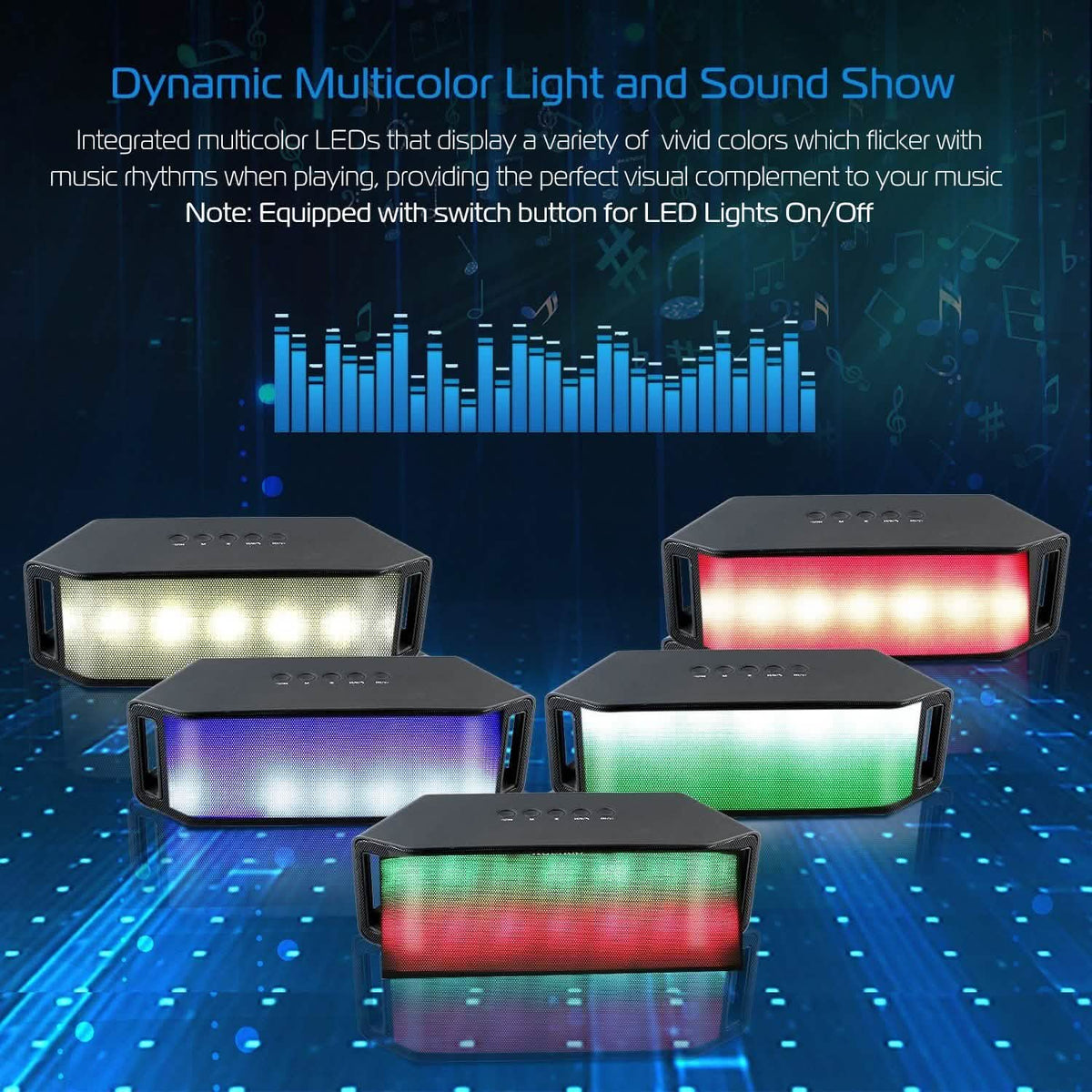 KOCASO LED Wireless Speaker Dynamic Multicolor Hands-Free Speakers - Tophatter Daily Deals