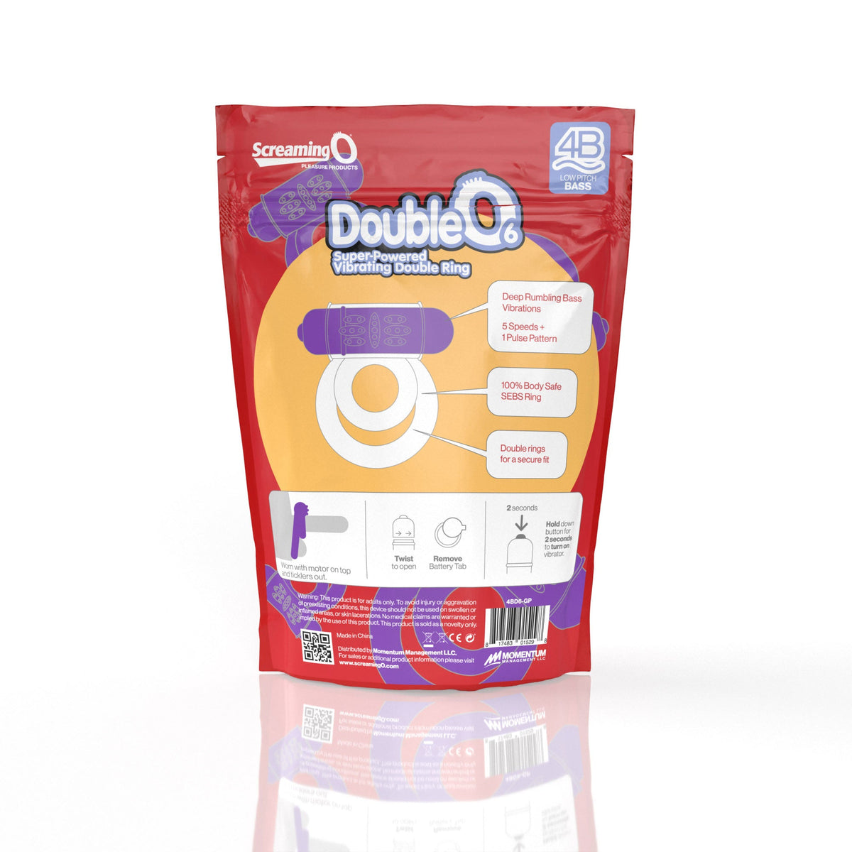 Double O 6 4B Low Pitch Bass (Grape) > Cock Ring > Vibrating - Tophatter Daily Deals