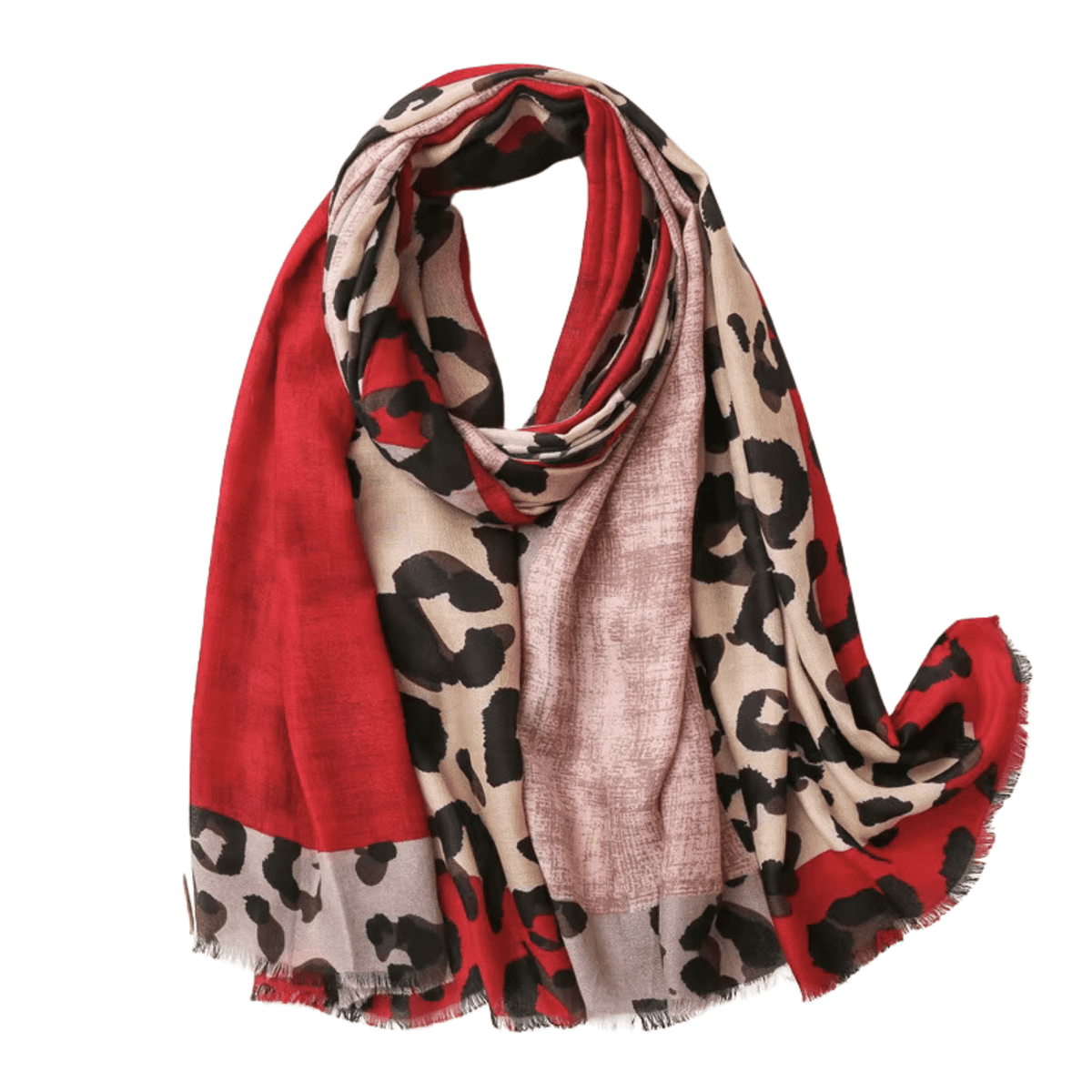 Bold Leopard Print Scarf in Earthy Red and Beige Multi Scarves - Tophatter Daily Deals