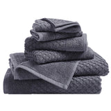 Cotton Diamond Waffle Weave Bath Towel Set - Grayson Collection 6 Piece Set Stone Blue Bath - Tophatter Daily Deals