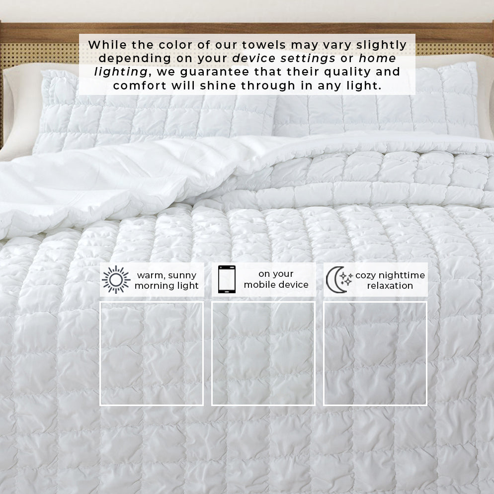 Puff Marshmallow Texture Quilt Set - Marshmallow Collection Bedding - Tophatter Daily Deals