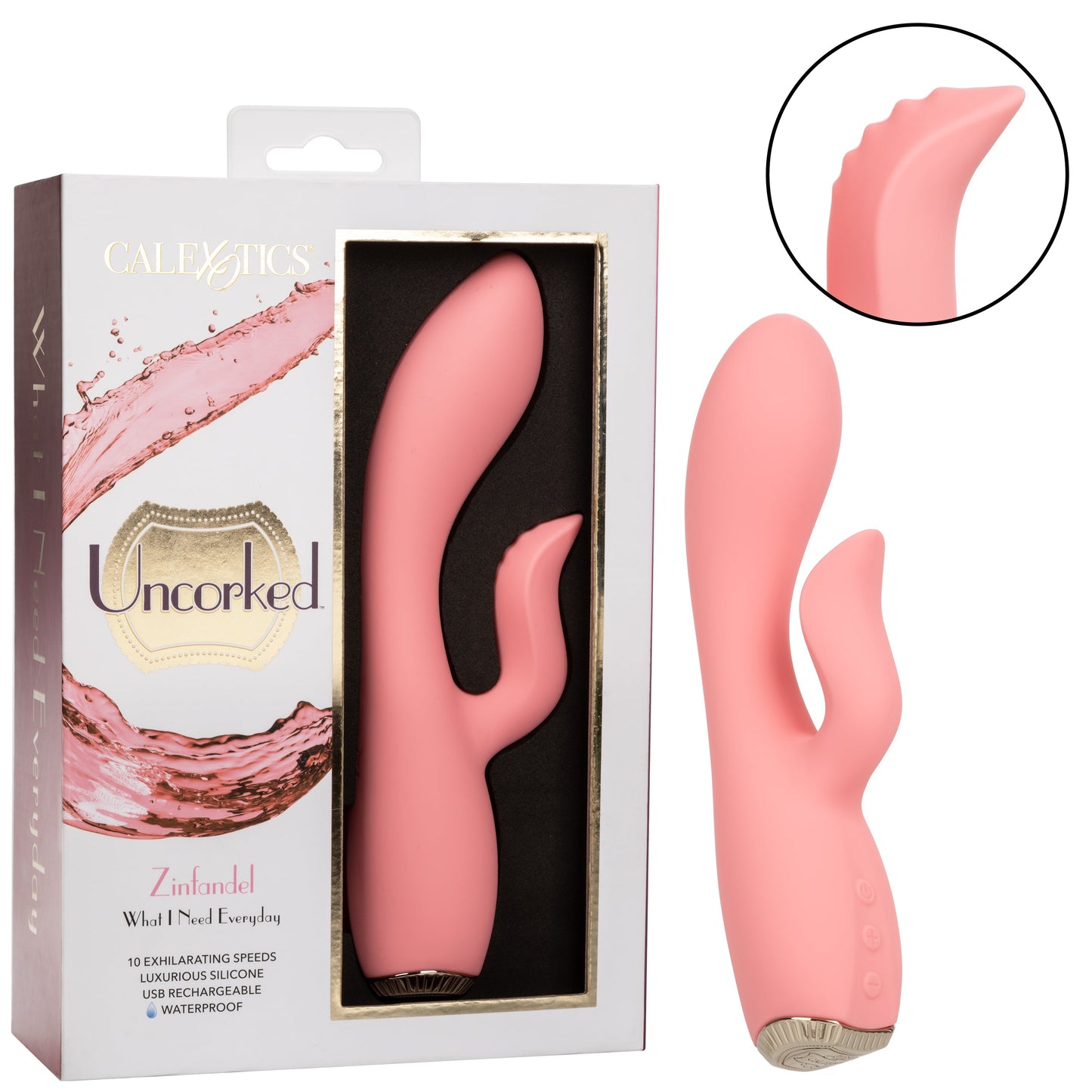 Uncorked Zinfandel Pink Dual Massager with Textured Teaser and 10 Speeds Silicone Vibrator > Vibrators > Ladies > Rabbit - Tophatter Daily Deals