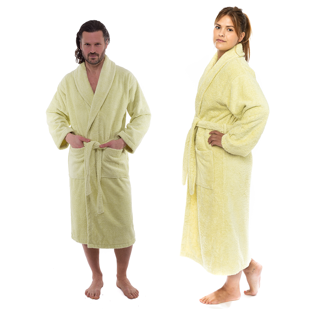 Classic Turkish Combed Cotton Luxurious Thick Unisex Bathrobes Light Green Robes - Tophatter Daily Deals