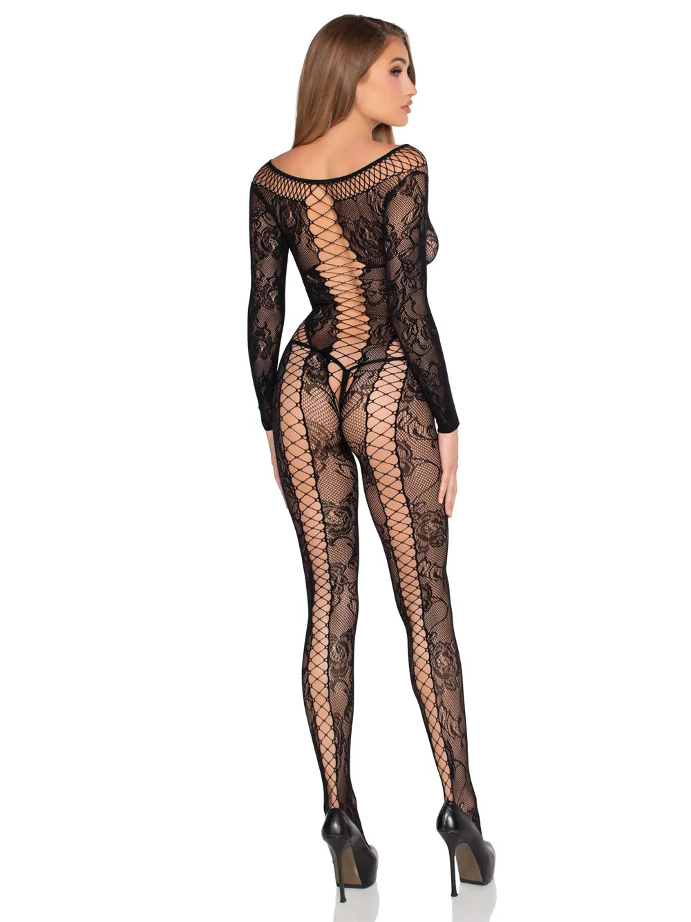 Net and Lace Crotchless Jumpsuit (Black) – Crotchless Lingerie > Clothes > Bodies and Playsuits - Tophatter Daily Deals