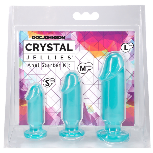 Crystal Jellies Anal Starter Kit (Teal) – 1 Inch Beginner Butt Plug Set > Anal Range > Butt Plug Kits - Tophatter Daily Deals