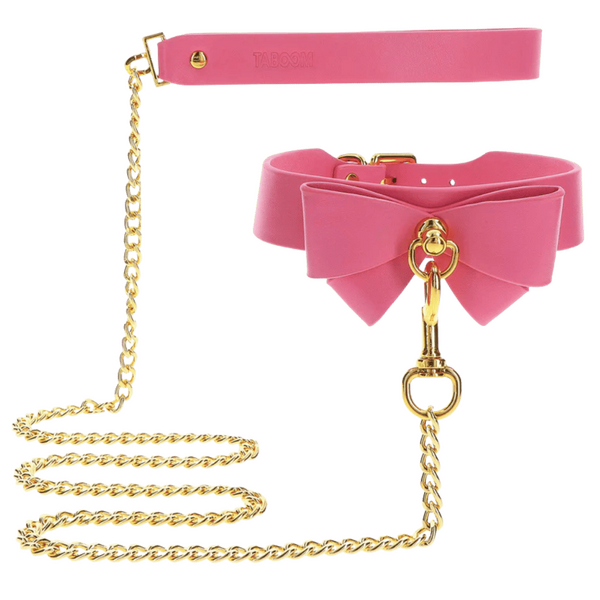 Taboom Malibu Bow Collar and Leash – Vegan Leather Bondage Accessory > Bondage Gear > Collars & Leashes - Tophatter Daily Deals
