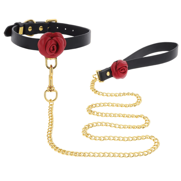 Taboom Wild Roses Collar and Leash – Faux Leather BDSM Accessories > Bondage Gear > Collars & Leashes - Tophatter Daily Deals