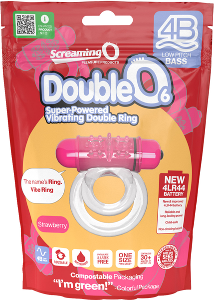 Double O 6 4B Low Pitch Bass (Strawberry) > Cock Ring > Vibrating - Tophatter Daily Deals