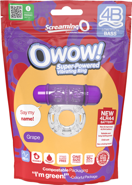 Owow 4B Low Pitch Bass (Grape) > Cock Ring > Vibrating - Tophatter Daily Deals