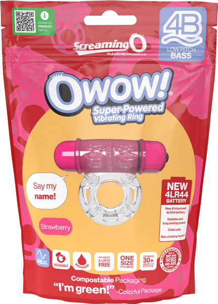 Owow 4B Low Pitch Bass (Strawberry) > Cock Ring > Vibrating - Tophatter Daily Deals