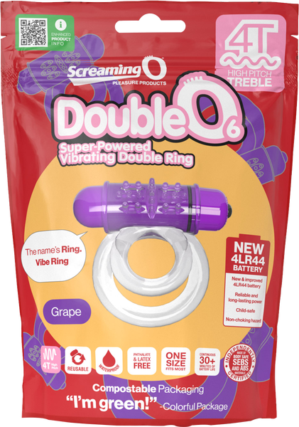 Double O 6 4T High Pitch Treble (Grape) > Cock Ring > Vibrating - Tophatter Daily Deals