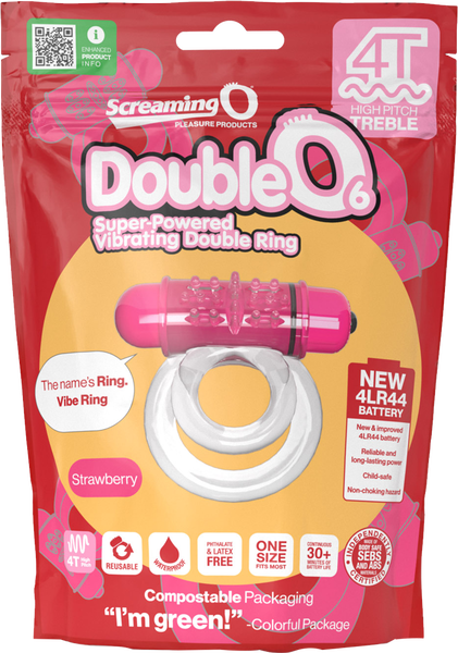 Double O 6 4T High Pitch Treble (Strawberry) > Cock Ring > Vibrating - Tophatter Daily Deals