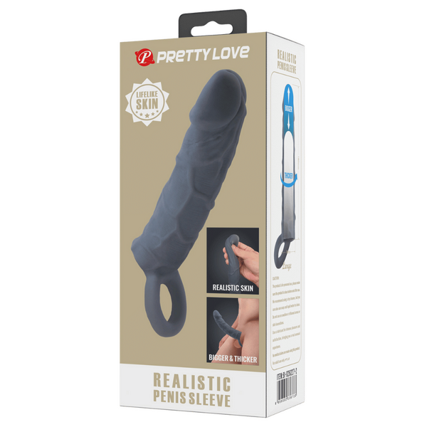 Realistic Spearhead Veiny Penis Sleeve – Enlargement Sleeve with Strap > Sex Toys For Men > Penis Sleeves - Tophatter Daily Deals