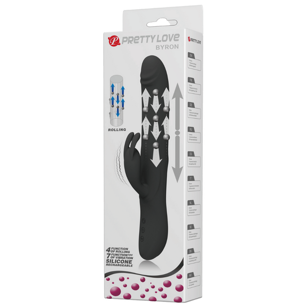 Byron Rabbit Vibrator - Rotating, Massaging, Clitoral Flickering, Fully Waterproof with Synchronous Thrusting Beads > Vibrators > Ladies > Rabbit - Tophatter Daily Deals