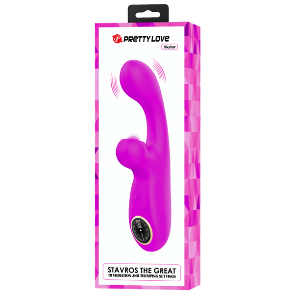 Rechargeable Skylar – Velvet Silicone Multifunction Rabbit Vibrator with Thumping and Vibration Modes > Vibrators > Ladies > Rabbit - Tophatter Daily Deals
