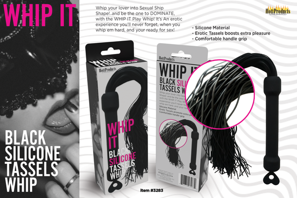 Whip It Play Whip – Silicone Tassel Whip with Comfortable Grip Erotic Accessory > Bondage Gear > Whips & Floggers - Tophatter Daily Deals