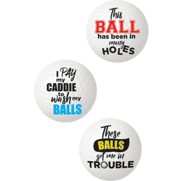 Balls Deep Novelty Golf Balls – Set of 3 Humorous Golf Ball Set > Novelties > Gag Gifts - Tophatter Daily Deals