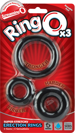 RingO X3 Cock Rings Mixed Pack - Black > Cock Ring > Sets - Tophatter Daily Deals