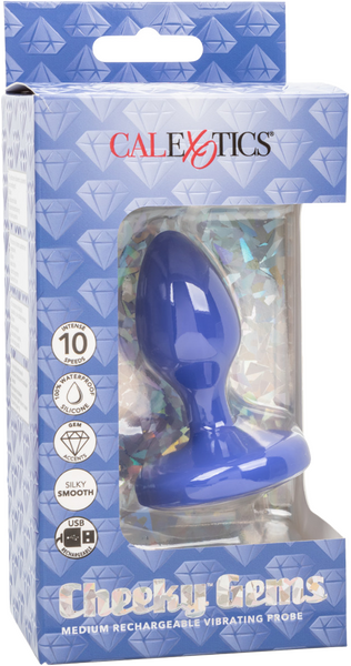Cheeky Gems Medium Rechargeable Vibrating Probe – Flexible Silicone Vibrator > Anal Range > Jewel Butt Plugs - Tophatter Daily Deals