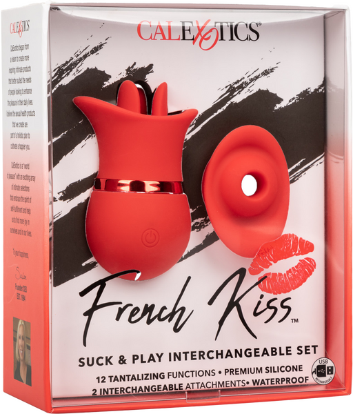 French Kiss Suck & Play Interchangeable Set – 12 Function Vibration and Suction Toy > Vibrators > Ladies > Clitoral Vibrators and Stimulators - Tophatter Daily Deals