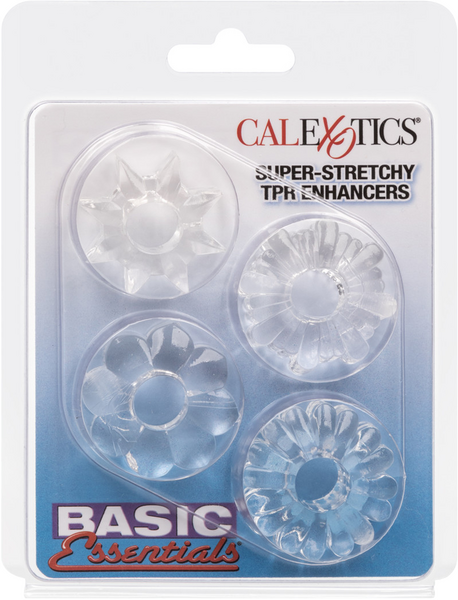 Basic Essentials Super Stretchy TPR Enhancer Sleeves – Set of Four Sleeve Enhancers > Cock Ring > Sets - Tophatter Daily Deals