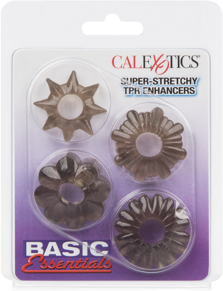 Basic Essentials Super Stretchy TPR Enhancer Sleeves – Set of Four Sleeve Enhancers > Cock Ring > Sets - Tophatter Daily Deals