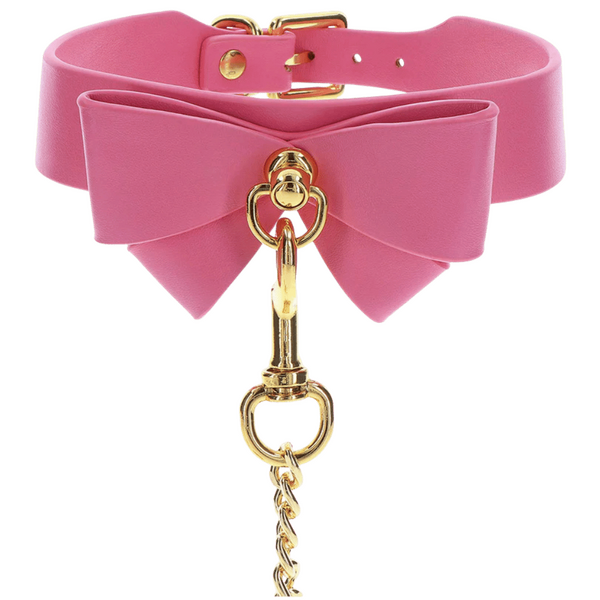 Taboom Malibu Bow Collar and Leash – Vegan Leather Bondage Accessory > Bondage Gear > Collars & Leashes - Tophatter Daily Deals