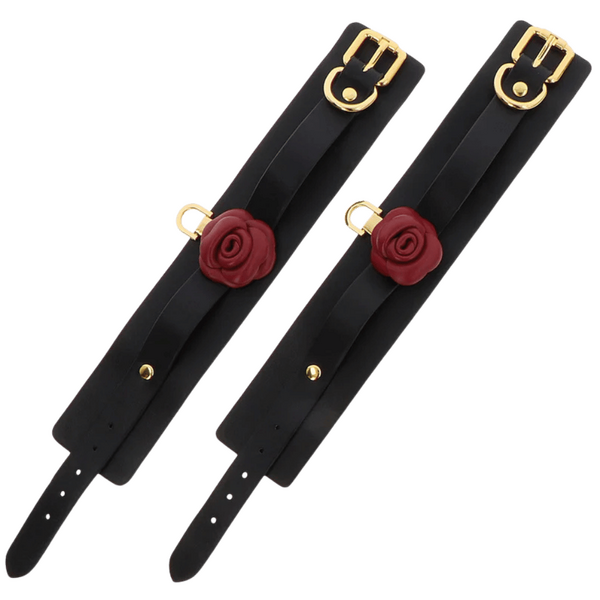 Taboom Wild Roses Wrist Cuffs – Premium Faux Leather BDSM Wrist Restraints > Bondage Gear > Restraints - Tophatter Daily Deals