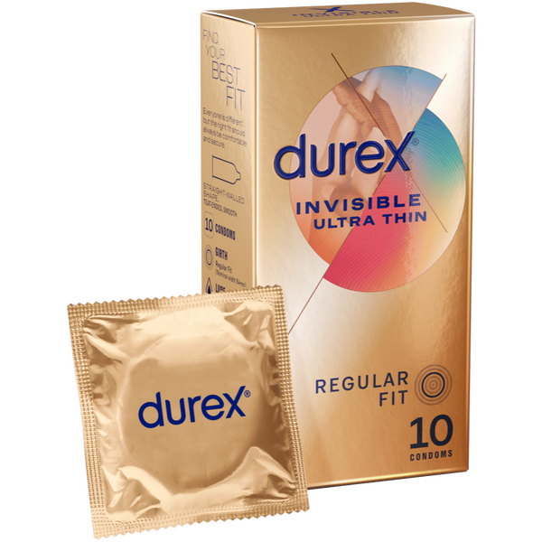 Durex Invisible Regular – Ultra Thin 54mm Nominal Width Condoms 10 Pack > Essentials > Condoms - Tophatter Daily Deals