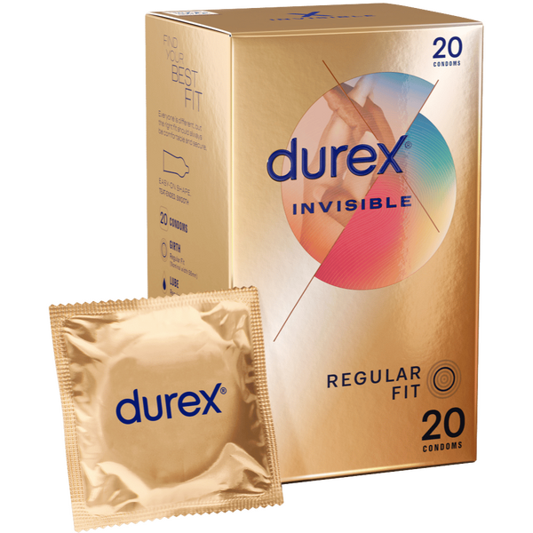 Durex Invisible Regular Fit – 56mm Thinnest Sensitivity Maximizing Condoms 20 Pack > Essentials > Condoms - Tophatter Daily Deals