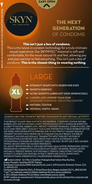 Skyn Large – Extra Comfort Polyisoprene Condoms 56mm 10 Pack > Essentials > Condoms - Tophatter Daily Deals