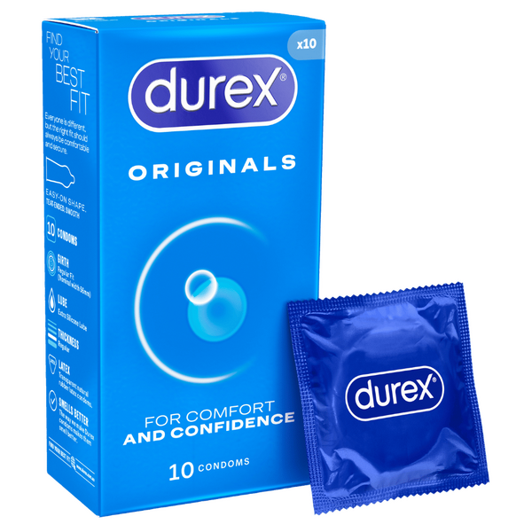 Durex Originals Easy-On Shaped Condoms – Comfortable Lubricated Latex Condoms 10 Pack > Essentials > Condoms - Tophatter Daily Deals