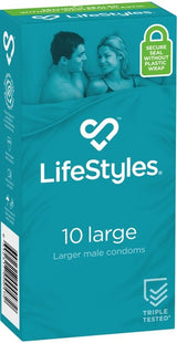 Large Easy-Fit Condom – Flared 56mm Nominal Width Lubricated Condom 10 Pack > Essentials > Condoms - Tophatter Daily Deals
