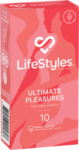 LifeStyles Ultimate Pleasures Variety Pack – Textured Lubricated Condoms Pack of 10 > Essentials > Condoms - Tophatter Daily Deals