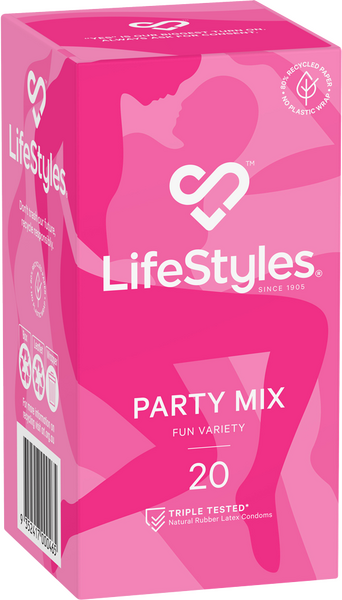 LifeStyles Party Mix – Assorted Flavoured Textured Condoms 53mm 20 Pack > Essentials > Condoms - Tophatter Daily Deals