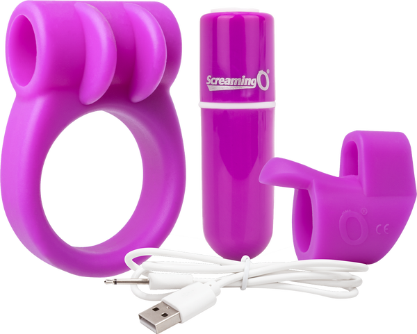 Charged Combo Kit 1 – Body-Safe Silicone Cock Ring and Fingertip Sleeve Kit > Sex Toys > Couples Toys - Tophatter Daily Deals