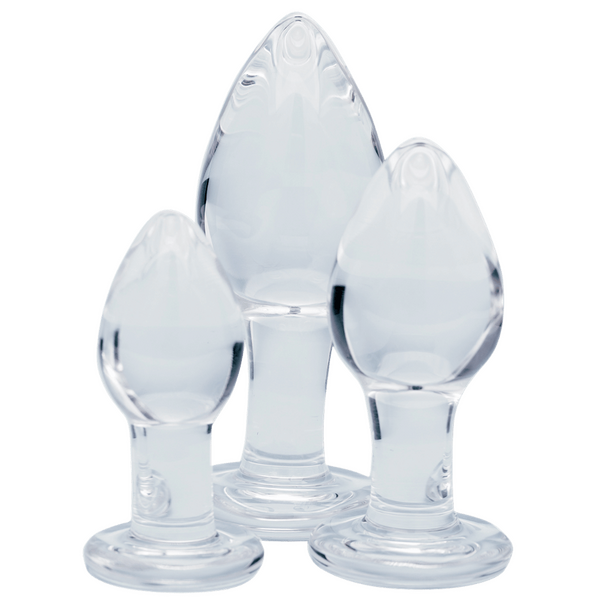 Utopian Trinity – Premium Borosilicate Glass Butt Plug Set Small, Medium, and Large Sizes > Glass > Toys - Tophatter Daily Deals