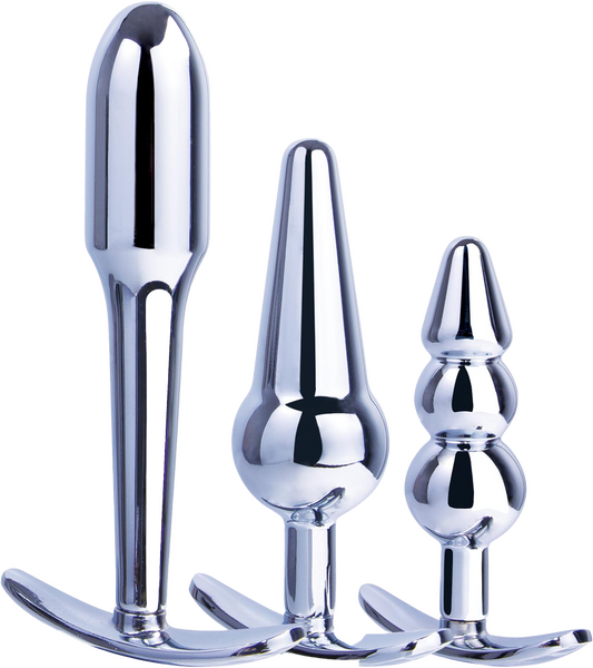 3 in 1 Metal Butt Plug Kit – High Gloss Finish Metal Butt Plugs > Anal Range > Butt Plug Kits - Tophatter Daily Deals