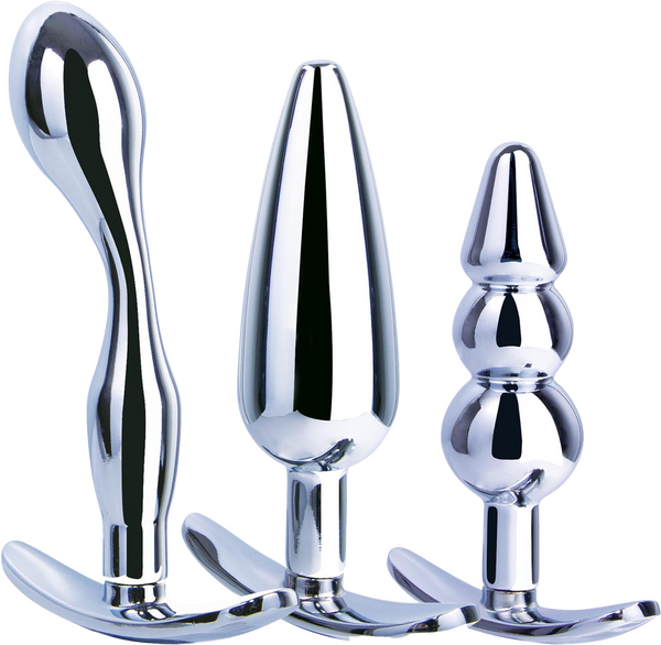 3 in 1 Metal Butt Plug Kit – High Gloss Finish Metal Butt Plug Set > Anal Range > Butt Plug Kits - Tophatter Daily Deals