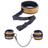 Adjustable Brown Collar with Handcuffs – Velcro Lock, Webbing Strap, 22.4cm Chain > Bondage Gear > Restraints - Tophatter Daily Deals