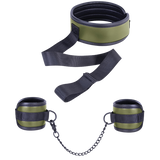 Adjustable Brown Collar with Handcuffs – Velcro Lock, Webbing Strap, 22.4cm Chain > Bondage Gear > Restraints - Tophatter Daily Deals