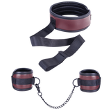 Adjustable Brown Collar with Handcuffs – Velcro Lock, Webbing Strap, 22.4cm Chain > Bondage Gear > Restraints - Tophatter Daily Deals