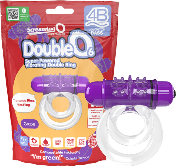 Double O 6 4B Low Pitch Bass (Grape) > Cock Ring > Vibrating - Tophatter Daily Deals