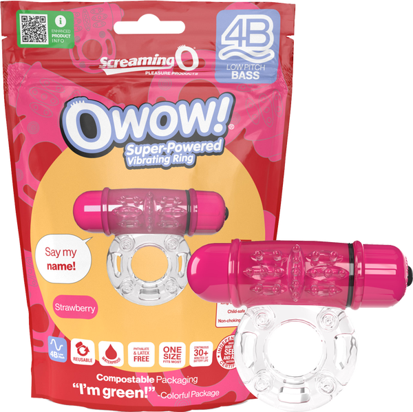 Owow 4B Low Pitch Bass (Strawberry) > Cock Ring > Vibrating - Tophatter Daily Deals