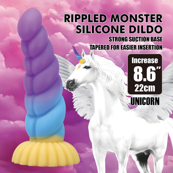 Unicorn Rippled Monster 8.6 Inch Silicone Dildo > Dildos > Fantasy - Tophatter Daily Deals
