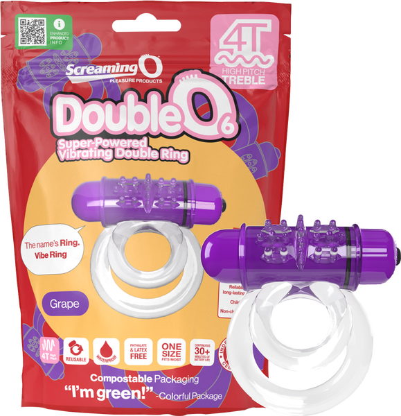 Double O 6 4T High Pitch Treble (Grape) > Cock Ring > Vibrating - Tophatter Daily Deals