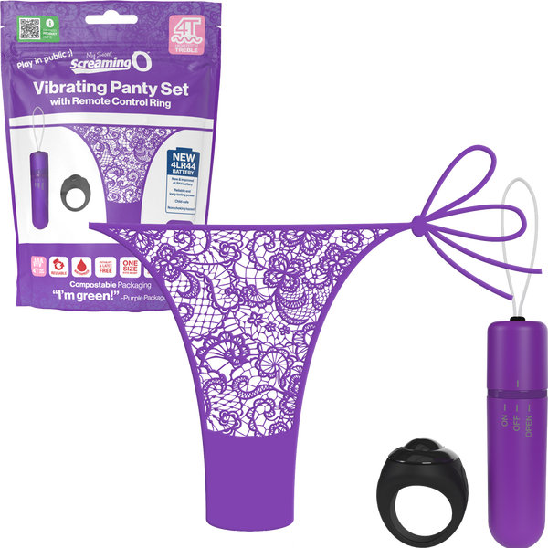 Vibrating Panty Set W/ Remote Ring 4t High Pitch Treble (Grape) > Sex Toys For Ladies > Panty Vibes - Tophatter Daily Deals