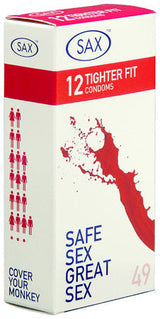 Sax Tighter Fit 12 Pack – Small Size 49mm Nominal Width Latex Condoms > Essentials > Condoms - Tophatter Daily Deals