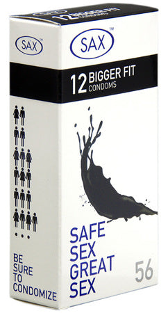Sax Bigger Fit Pack 12 – 56mm Nominal Width Latex Condoms > Essentials > Condoms - Tophatter Daily Deals
