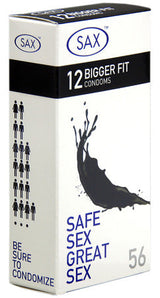 Sax Bigger Fit Pack 12 – 56mm Nominal Width Latex Condoms > Essentials > Condoms - Tophatter Daily Deals